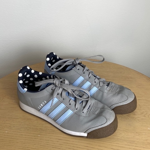 adidas Samoa Gray and Light Blue Sneakers - Picture 1 of 8